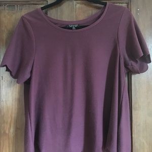 Topshop magenta shirt scalloped bottom